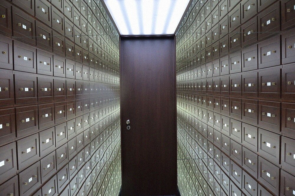 Safe deposit box vault corridor at a Central Florida financial institution